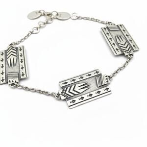 Sterling Silver 925 Tribal Geometric Link Bracelet